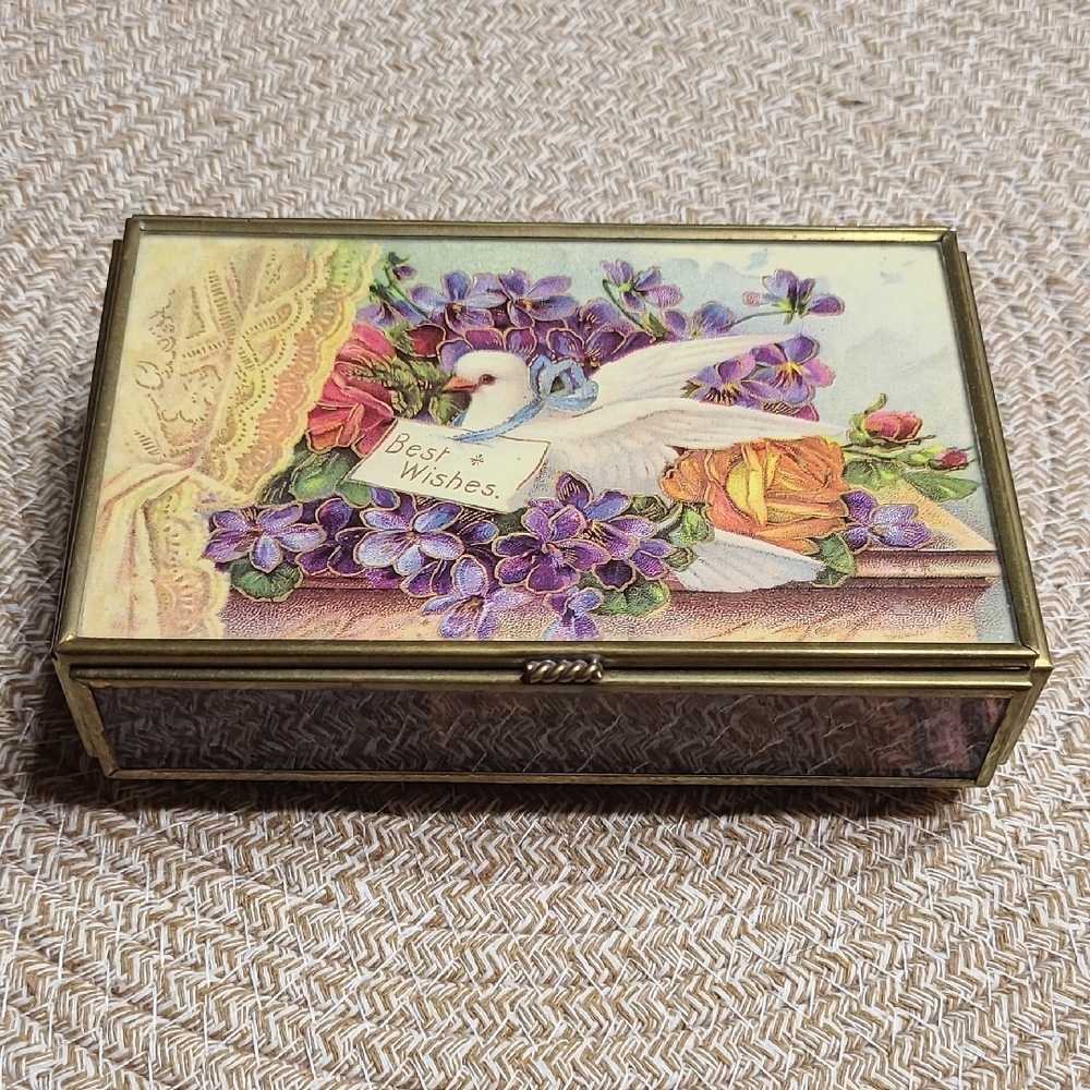 Vintage Via Vermont Best Wishes Dove Music Box Plays Feelings